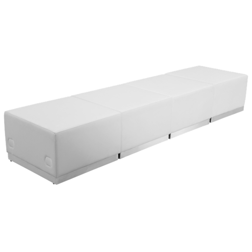 Flash Furniture ZB-803-540-SET-WH-GG White LeatherSoft with Brushed Stainless Steel Base Modular Hercules Alon Series Reception Configuration