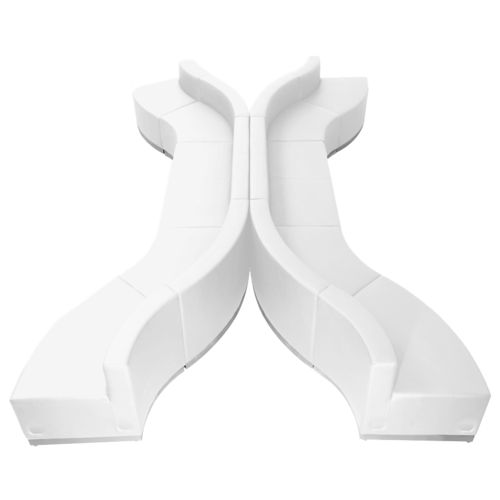 Flash Furniture ZB-803-630-SET-WH-GG White LeatherSoft with Brushed Stainless Steel Base Modular Hercules Alon Series Reception Configuration