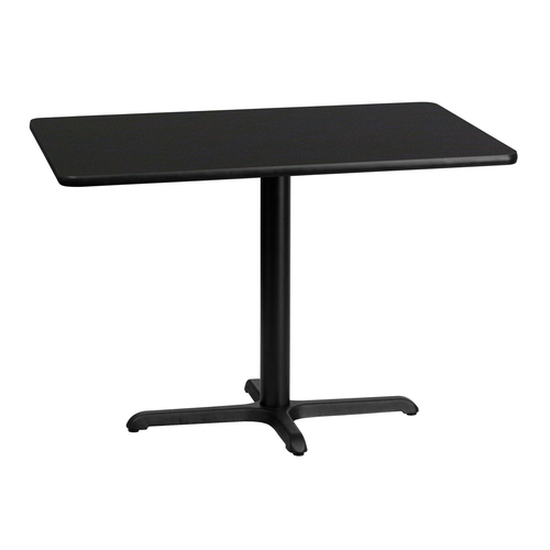 Flash Furniture XU-BLKTB-3042-T2230-GG 42" W Black Cast Iron Column Powder Coated and Laminate Finish Rectangular Table