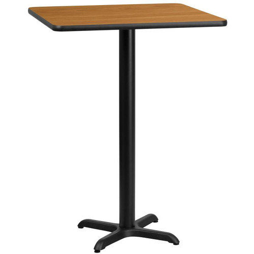 Flash Furniture XU-NATTB-3030-T2222B-GG Natural Laminate Square Plastic Top PVC T-Mold Edge Table