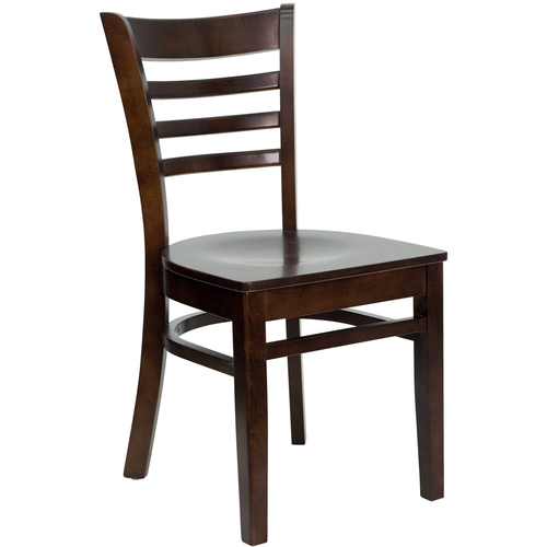 Flash Furniture XU-DGW0005LAD-WAL-GG Wood Ladder Back .62" Thick Walnut Finish Beechwood Seat Hercules Series Restaurant Chair
