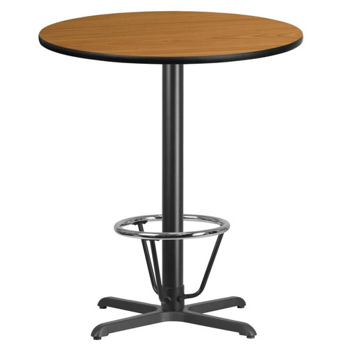 Flash Furniture XU-RD-36-NATTB-T3030B-3CFR-GG Natural Laminate Round Top PVC T-Mold Edge Table