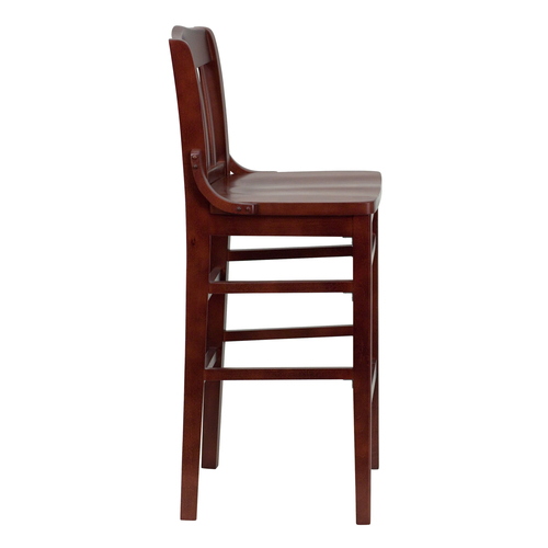 Flash Furniture XU-DG-W0006BAR-MAH-GG Mahogany Finish Seat With Schoolhouse Back Mahogany Finish Beechwood Frame Hercules Series Restaurant Bar Stool