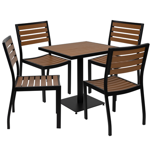 Flash Furniture XU-DG-10456036-GG Steel Square Table Set with 4 Chairs