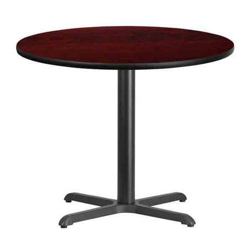 Flash Furniture XU-RD-36-MAHTB-T3030-GG 36" Dia. Round Mahogany Laminated Dining Height Table with Four Pointed Pedestal Base