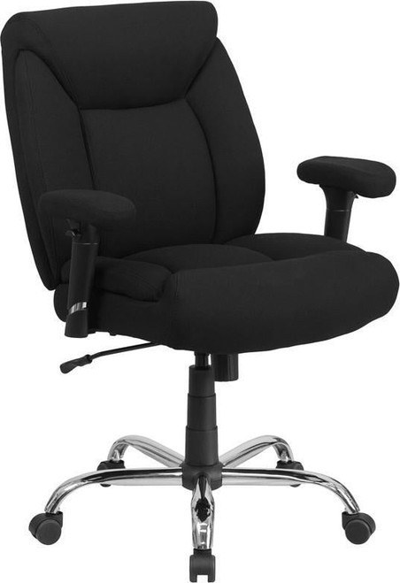 Flash Furniture GO-2073F-GG Black Polyester Padded Arms Mid Back Design Hercules Series Big & Tall Executive Swivel Office Chair