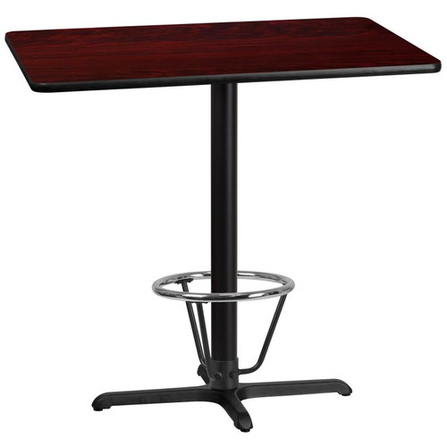 Flash Furniture XU-MAHTB-3042-T2230B-3CFR-GG Mahogany Laminate Rectangular Plastic Top PVC T-Mold Edge Table