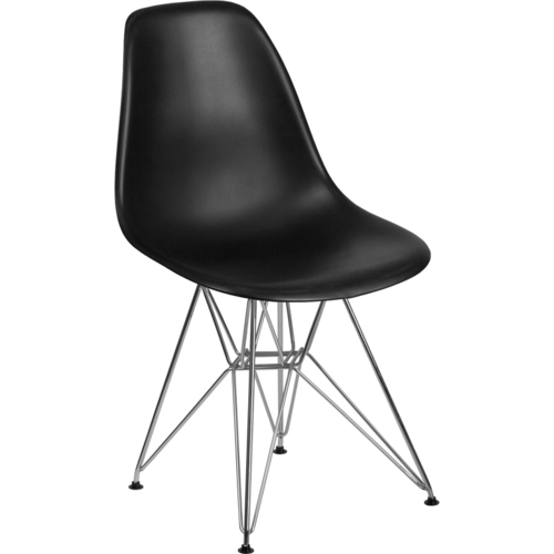 Flash Furniture FH-130-CPP1-BK-GG Black Plastic Polypropylene Molded Seat and Back Elon Series Accent Side  Chair