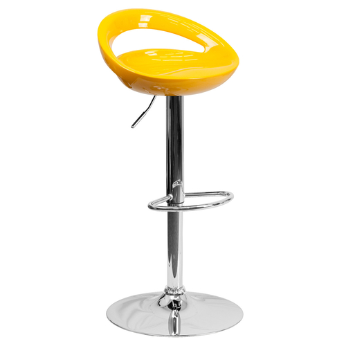 Flash Furniture CH-TC3-1062-YEL-GG Yellow Plastic with Contemporary Style Chrome Base Swivel Bar Stool