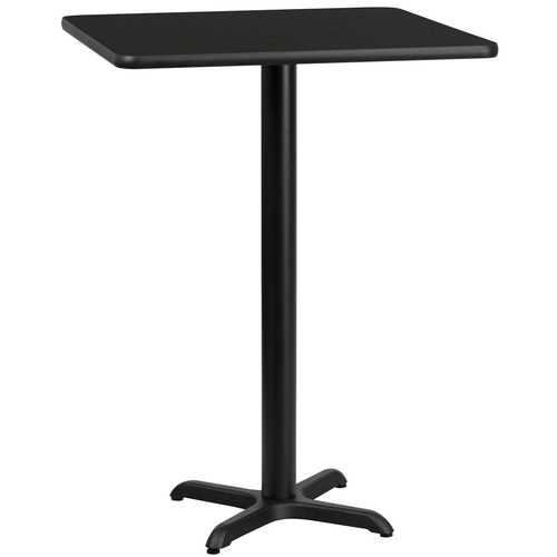 Flash Furniture XU-BLKTB-3030-T2222B-GG Black Square Laminate Top PVC T-Mold Edge Table