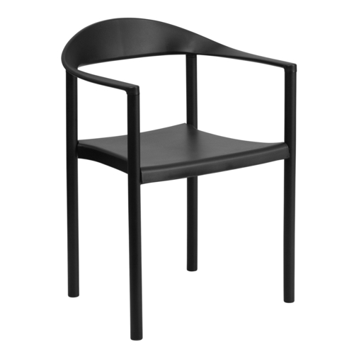 Flash Furniture RUT-418-BK-GG Black Plastic Seat and Back Heavy Duty Metal Leg Hercules Series Cafe Stacking Chair