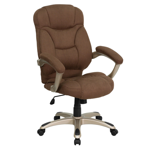 Flash Furniture GO-725-BN-GG Brown Microfiber Padded Arms High Back Design Executive Swivel Office Chair