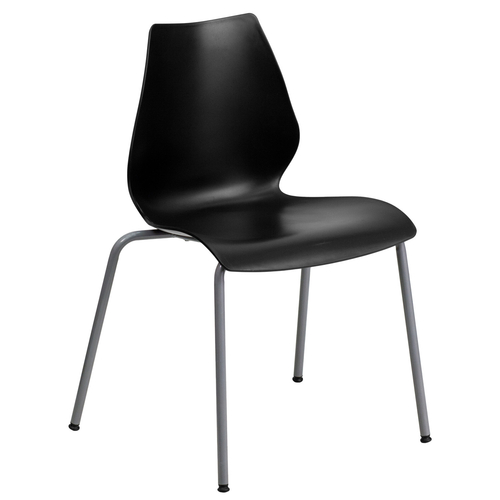 Flash Furniture RUT-288-BK-GG Black Metal Frame Retro Modern Design Hercules Series Stacking Chair