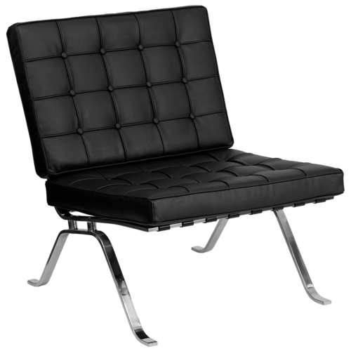 Flash Furniture ZB-FLASH-801-CHAIR-BK-GG Black LeatherSoft Upholstery Button Tufted Seat and Back Hercules Flash Series Lounge/Reception Chair