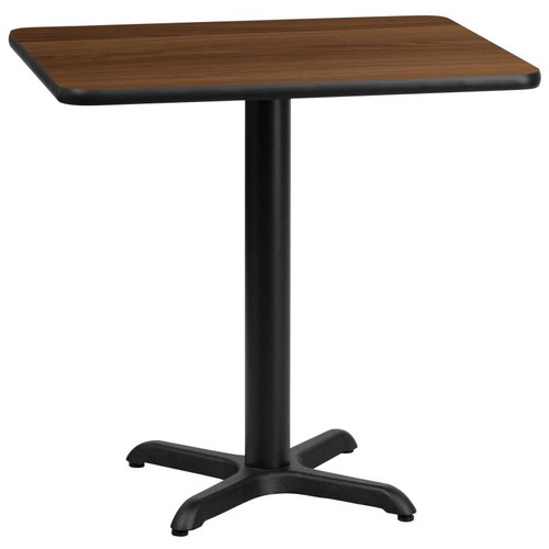 Flash Furniture XU-WALTB-2430-T2222-GG 30" W Rectangular Walnut Laminated Dining Height Table with Four Pointed Pedestal Base