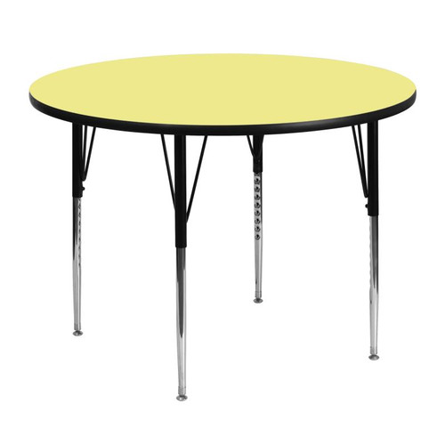 Flash Furniture XU-A48-RND-YEL-T-A-GG 48" Dia. Round 21.12" - 30.12" Adjustable Height Yellow Activity Table