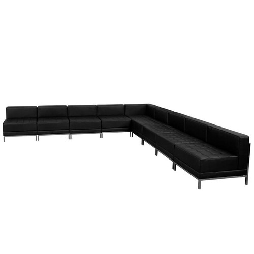 Flash Furniture ZB-IMAG-SECT-SET7-GG Black LeatherSoft With Stainless Steel Legs Modular Hercules Imagination Series Sectional