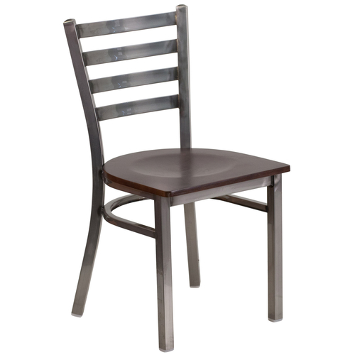Flash Furniture XU-DG694BLAD-CLR-WALW-GG Metal Ladder Back .62" Thick Walnut Finish Plywood Seat Hercules Series Restaurant Chair