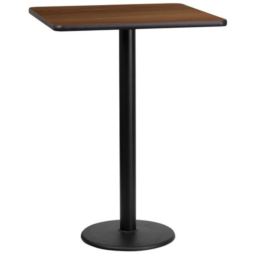 Flash Furniture XU-WALTB-2424-TR18B-GG Walnut Laminate Square Top PVC T-Mold Edge Table