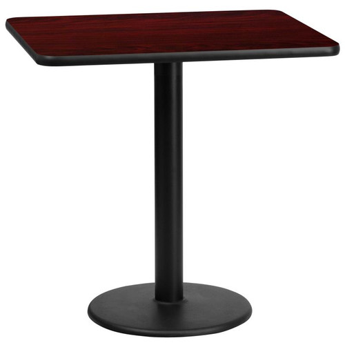 Flash Furniture XU-MAHTB-2430-TR18-GG 30"W x 24"D x 31-1/8"H Melamine Core With Mahogany Laminate Finish Cast Iron Column With Black Powder Coated Finish Rectangular Dining Height Table