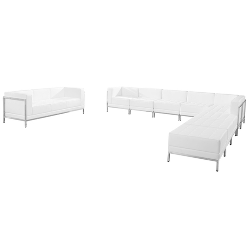 Flash Furniture ZB-IMAG-SET19-WH-GG White LeatherSoft With Stainless Steel Legs Modular Hercules Imagination Series Sectional And Sofa Set