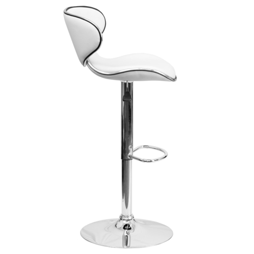 Flash Furniture DS-815-WH-GG White Vinyl with Contemporary Style Chrome Base Swivel Bar Stool