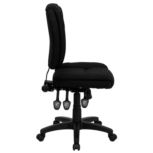 Flash Furniture GO-930F-BK-GG Black Fabric Armless Mid Back Design Ergonomic Swivel Task Chair