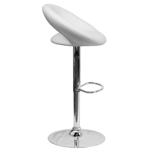Flash Furniture DS-811-WH-GG White Vinyl with Contemporary Style Chrome Base Swivel Bar Stool