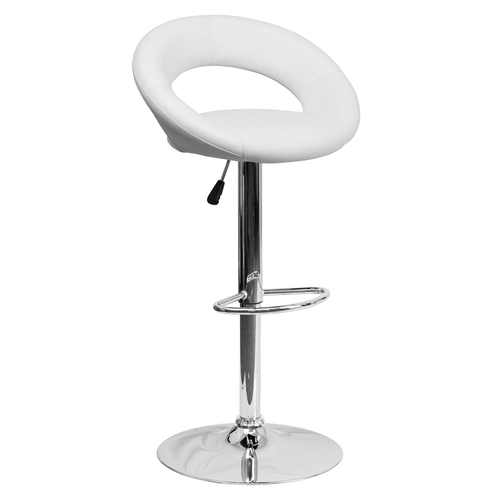 Flash Furniture DS-811-WH-GG White Vinyl with Contemporary Style Chrome Base Swivel Bar Stool