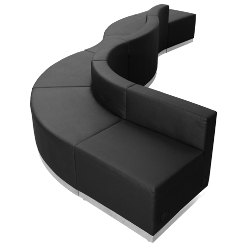 Flash Furniture ZB-803-580-SET-BK-GG Black LeatherSoft with Brushed Stainless Steel Base Modular Hercules Alon Series Reception Configuration