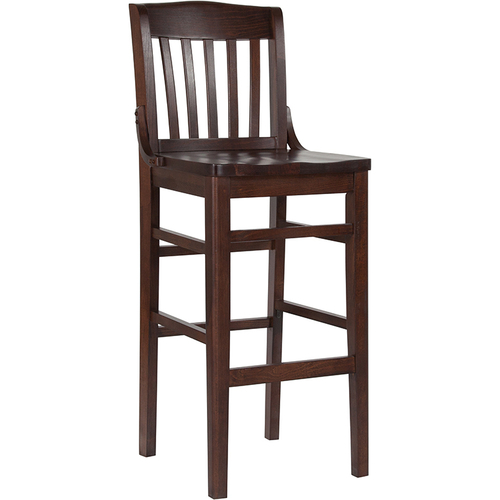 Flash Furniture XU-DG-W0006BAR-WAL-GG Beechwood Seat With Schoolhouse Back Walnut Finish Beechwood Frame Hercules Series Restaurant Bar Stool