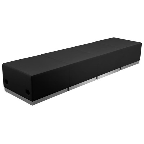 Flash Furniture ZB-803-540-SET-BK-GG Black LeatherSoft with Brushed Stainless Steel Base Modular Hercules Alon Series Reception Configuration