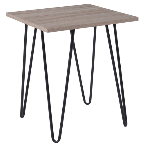 Flash Furniture NAN-JH-1703-GG 19" W x 19" D x 22 "H Driftwood Wood Grain Laminate with Black Powder Coated Frame Finish Square Oak Park Collection End Table