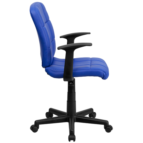 Flash Furniture GO-1691-1-BLUE-A-GG Blue Vinyl Nylon Arms Mid Back Design Swivel Task Chair