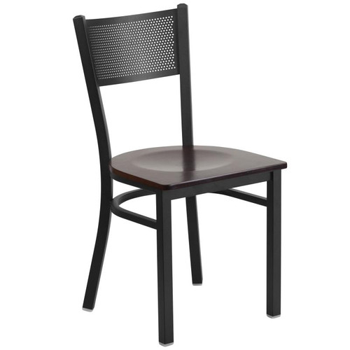 Flash Furniture XU-DG-60115-GRD-WALW-GG Metal Back .62" Walnut Finish Plywood Seat Hercules Series Restaurant Chair