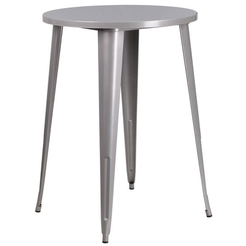 Flash Furniture CH-51090-40-SIL-GG Silver Round Brace Underneath Top Top Table