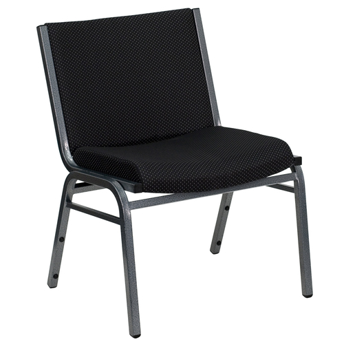 Flash Furniture XU-60555-BK-GG Black Patterned Polyester Upholstery Silver Vein Powder Coated Frame Finish Hercules Series Big and Tall Extra Wide Stacking Chair