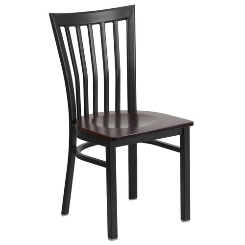 Flash Furniture XU-DG6Q4BSCH-WALW-GG Metal Schoolhouse Back .62" Thick Walnut Finish Plywood Seat Hercules Series Restaurant Chair