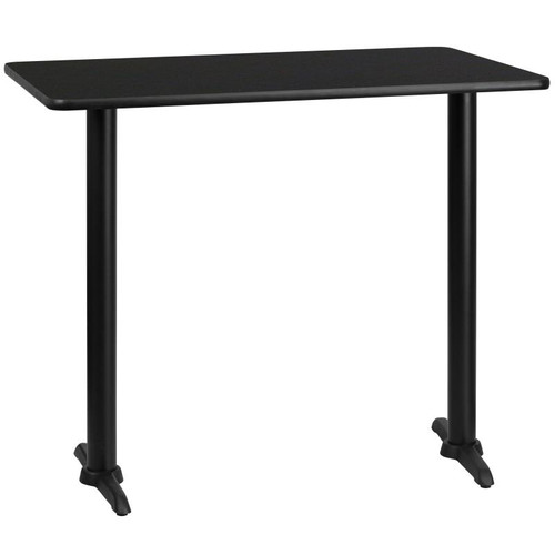 Flash Furniture XU-BLKTB-3048-T0522B-GG Black Rectangular Laminate Top PVC T-Mold Edge Table