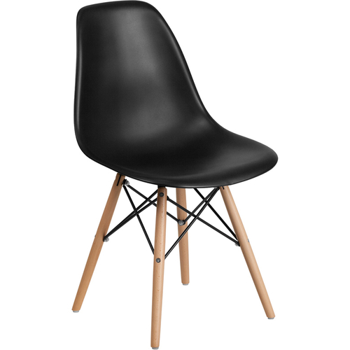 Flash Furniture FH-130-DPP-BK-GG Black Plastic Polypropylene Molded Seat and Back Elon Series Accent Side  Chair