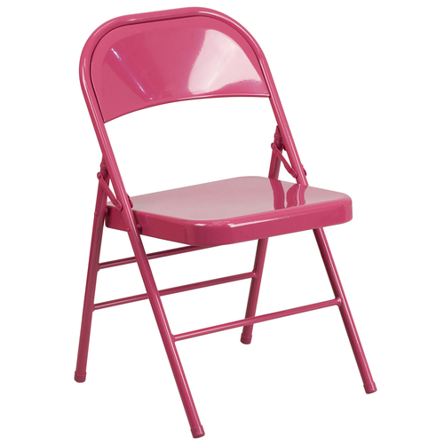 Flash Furniture HF3-FUCHSIA-GG Fuschia Steel Seat and Back Hercules Colorburst Series Folding Chair