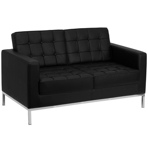 Flash Furniture ZB-LACEY-831-2-LS-BK-GG Black LeatherSoft With integrated Stainless Steel Legs Hercules Lacey Series Loveseat