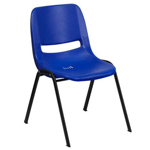 Flash Furniture RUT-12-NVY-BLACK-GG Blue Plastic Vented Back Hercules Series Student Shell Stacking Chair