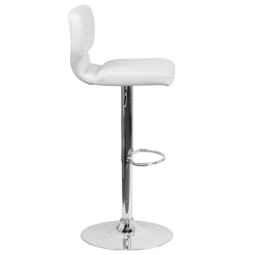 Flash Furniture CH-132330-WH-GG White Vinyl with Contemporary Style Chrome Base Swivel Bar Stool