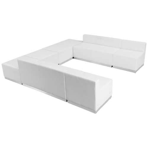 Flash Furniture ZB-803-710-SET-WH-GG White LeatherSoft with Brushed Stainless Steel Base Modular Hercules Alon Series Reception Configuration
