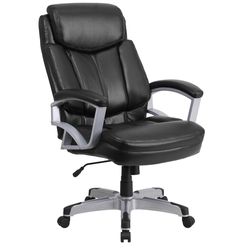 Flash Furniture GO-1850-1-LEA-GG Black Bonded Leather Padded Arms High Back Design Hercules Series Big & Tall Executive Swivel Office Chair