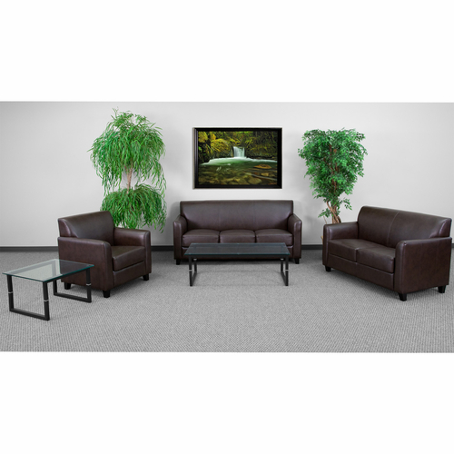 Flash Furniture BT-827-SET-BN-GG Brown LeatherSoft with Sturdy Hardwood Construction Hercules Diplomat Series Reception Set
