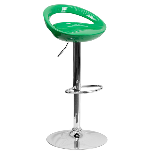 Flash Furniture CH-TC3-1062-GN-GG Green Plastic with Contemporary Style Chrome Base Swivel Bar Stool