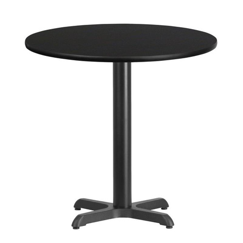 Flash Furniture XU-RD-30-BLKTB-T2222-GG 30" Dia. Round Black Laminated Dining Height Table with Four Pointed Pedestal Base