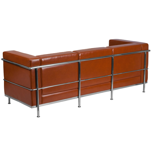 Flash Furniture ZB-REGAL-810-3-SOFA-COG-GG Cognac LeatherSoft With Integrated Stainless Steel Legs Hercules Regal Series Sofa